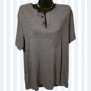 Gray Button-Front Top Short Sleeve Large Womens